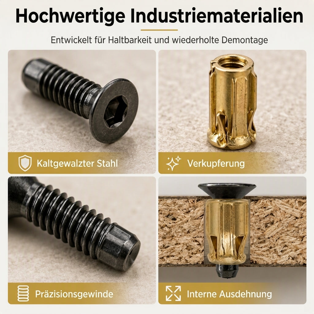 Schranktürscharnier Basis Vorinstalliertes Expansionsmutter- und Bolzenschraubenset für Möbelbeschläge