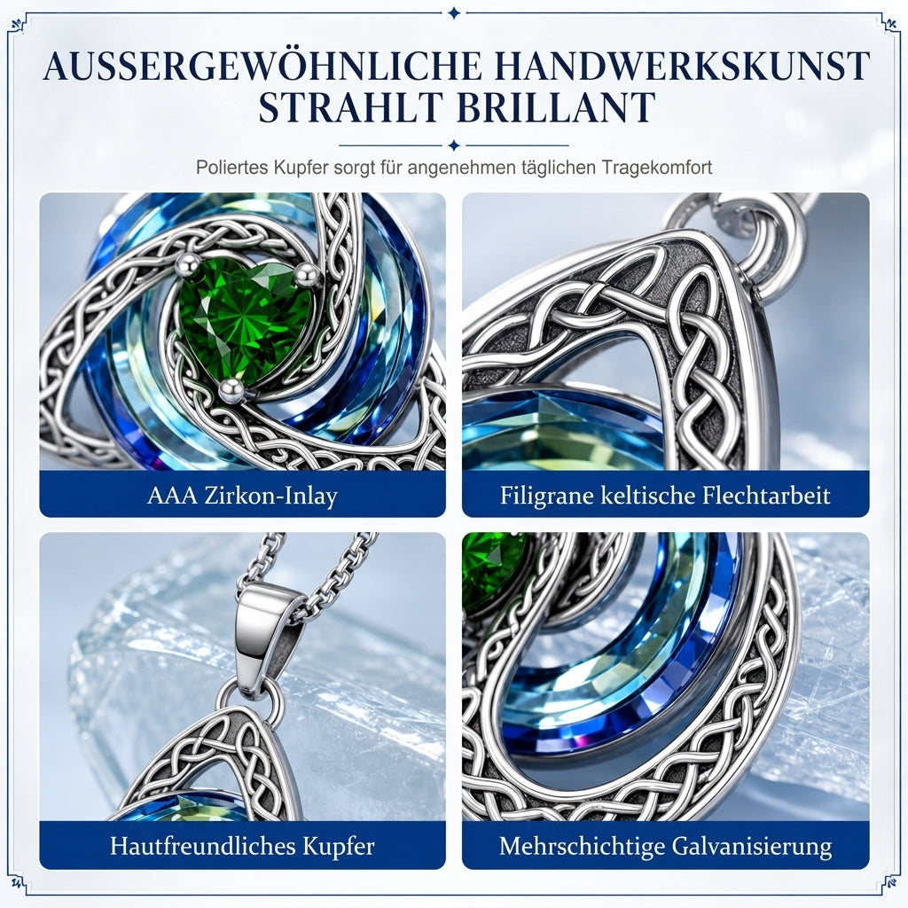 Damen Halskette mit keltischem Knoten-Geburtsstein-Anhänger