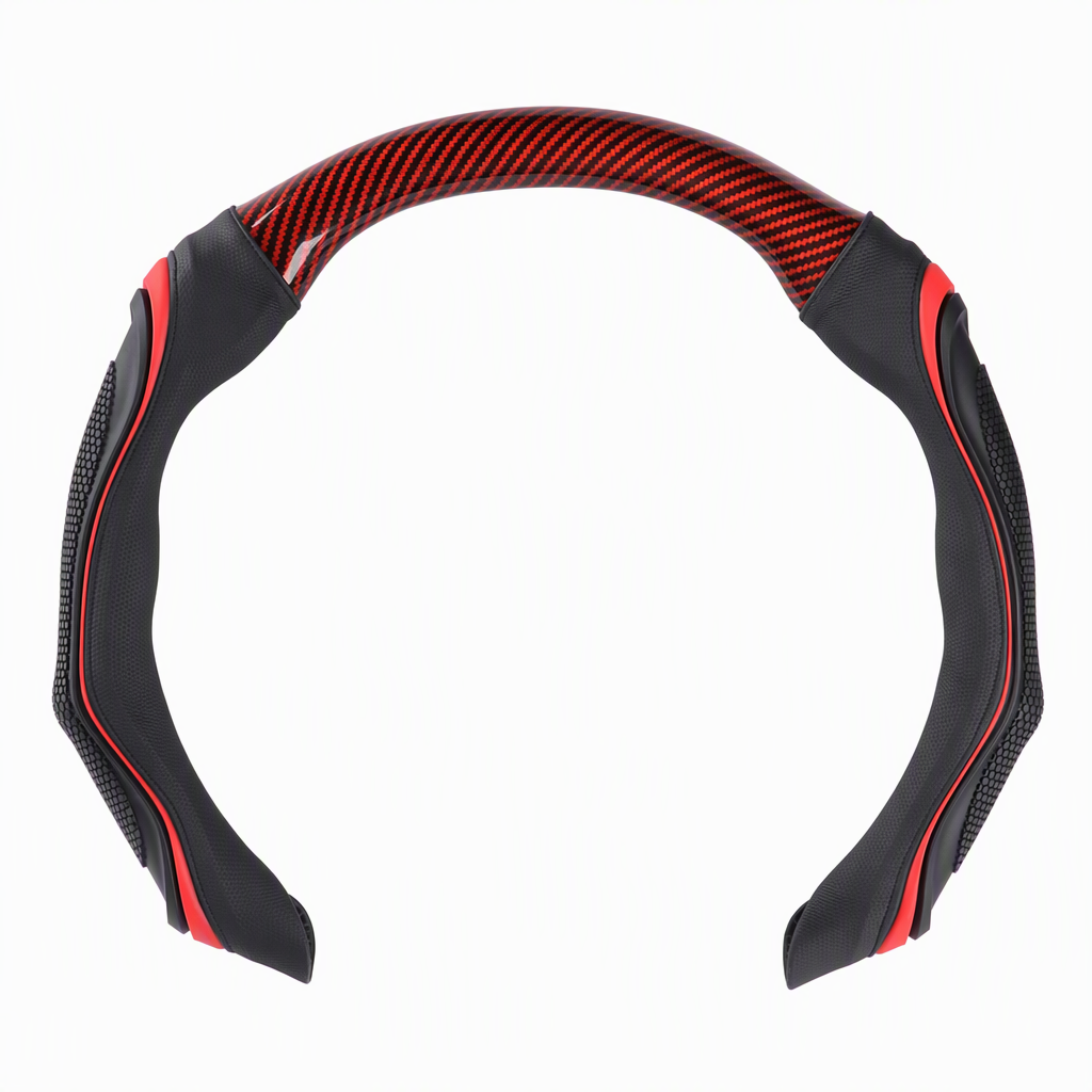 📢📢40% RABATT !!⏰ Kohlefaser-Lenkradabdeckung – Verbesserter Grip, rutschfestes Leder & Handflächenmassage – Universal 15" Passform 🛡️
