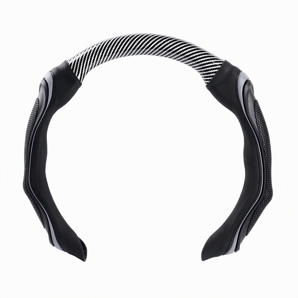 📢📢40% RABATT !!⏰ Kohlefaser-Lenkradabdeckung – Verbesserter Grip, rutschfestes Leder & Handflächenmassage – Universal 15" Passform 🛡️