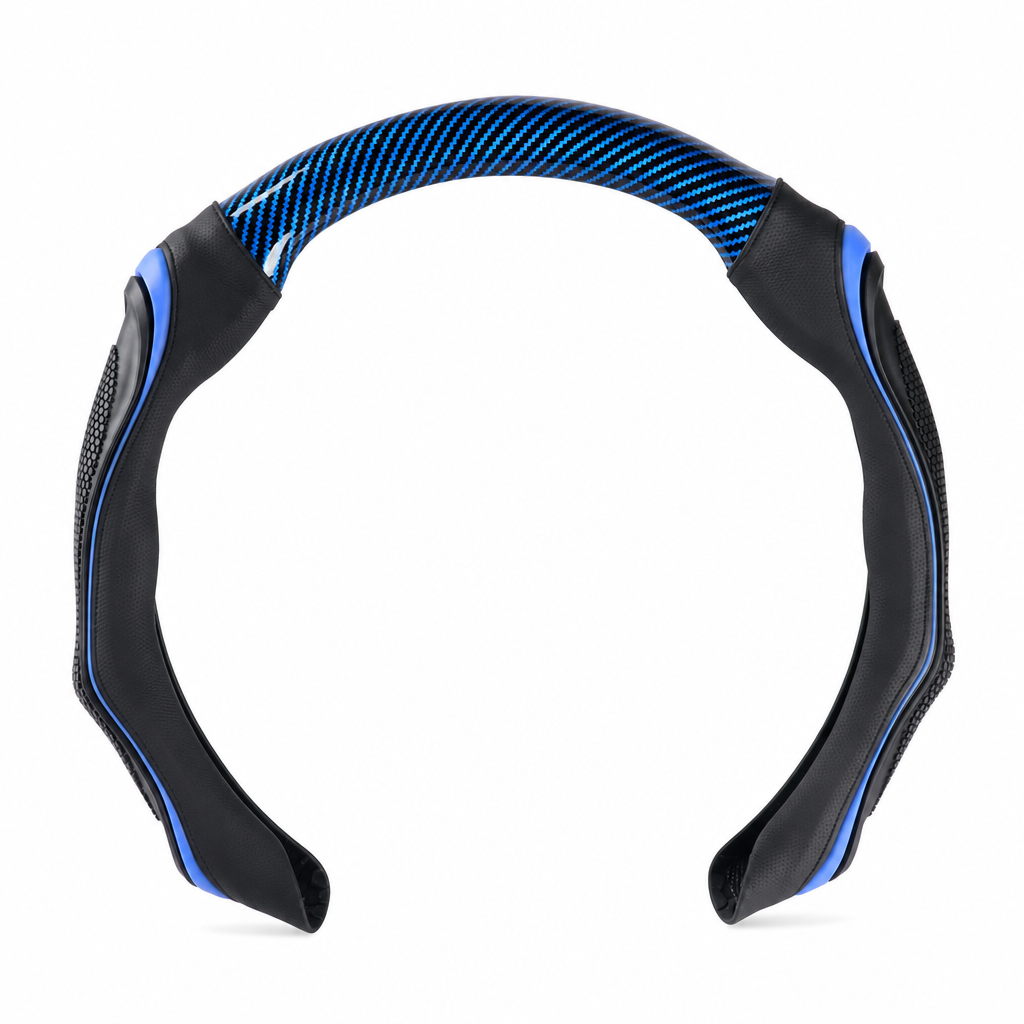 📢📢40% RABATT !!⏰ Kohlefaser-Lenkradabdeckung – Verbesserter Grip, rutschfestes Leder & Handflächenmassage – Universal 15" Passform 🛡️