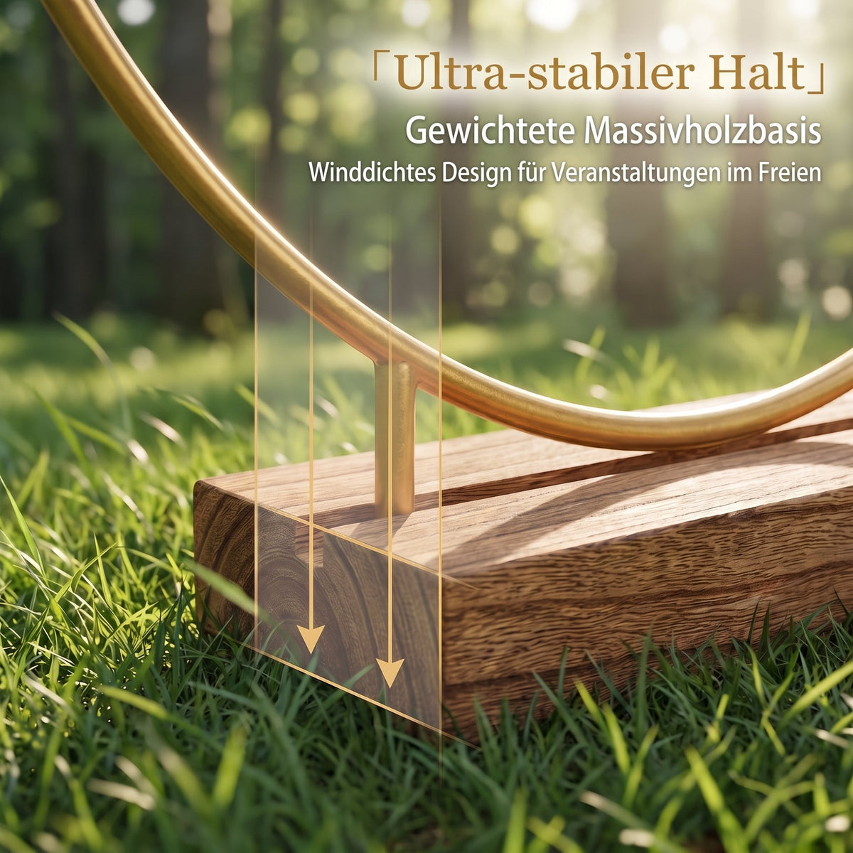🌸 Dekorativer Reif in Goldton mit Holzständer