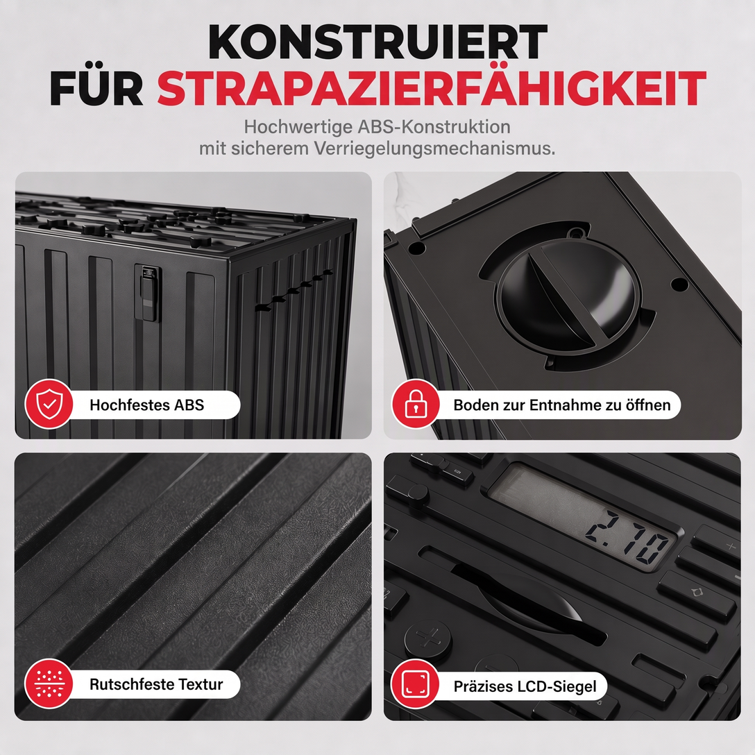 Digitales Münz-Sparschwein im Schiffscontainer-Design mit automatischer Münzzählung für USD-, EUR- und GBP-Münzen – batteriebetriebenes Sparschwein
