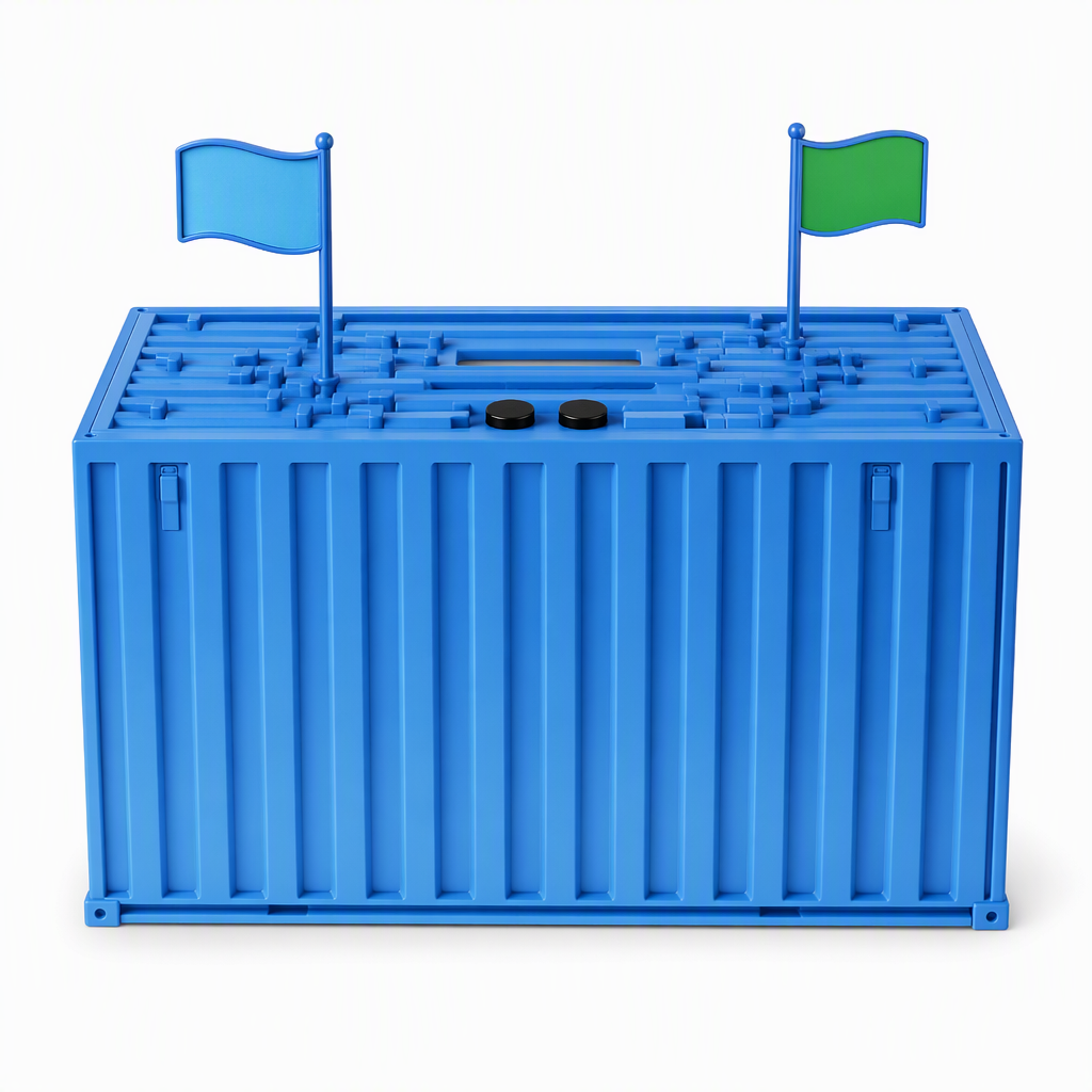 Digitales Münz-Sparschwein im Schiffscontainer-Design mit automatischer Münzzählung für USD-, EUR- und GBP-Münzen – batteriebetriebenes Sparschwein