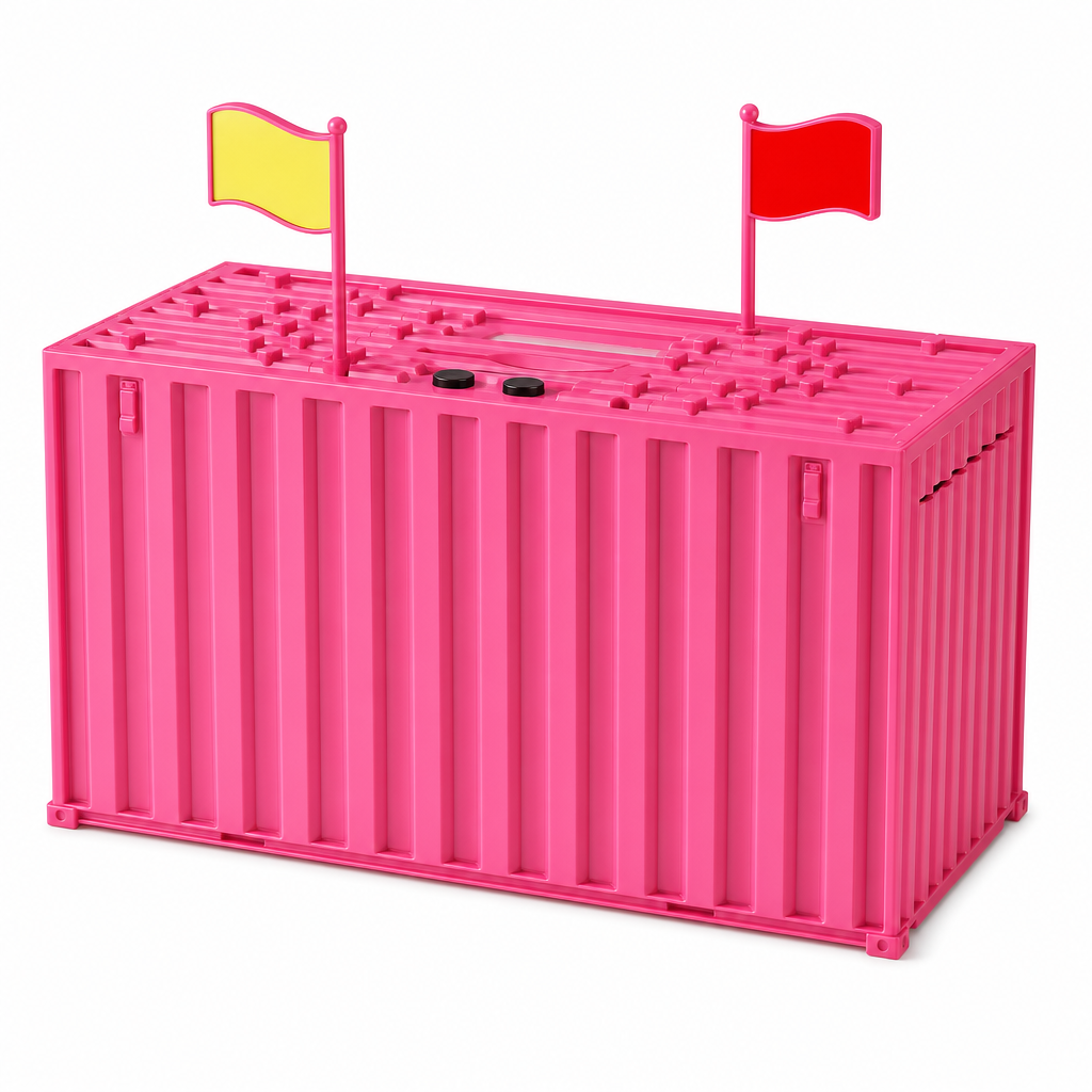 Digitales Münz-Sparschwein im Schiffscontainer-Design mit automatischer Münzzählung für USD-, EUR- und GBP-Münzen – batteriebetriebenes Sparschwein