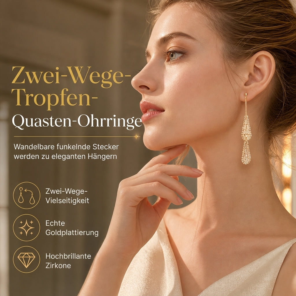 ✨ JETZT 50 % RABATT ✨Tropfen-Ohrringe – Zirkonia, vergoldet & 2-in-1 tragbar ✨