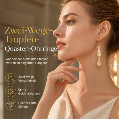 ✨ JETZT 50 % RABATT ✨Tropfen-Ohrringe – Zirkonia, vergoldet & 2-in-1 tragbar ✨