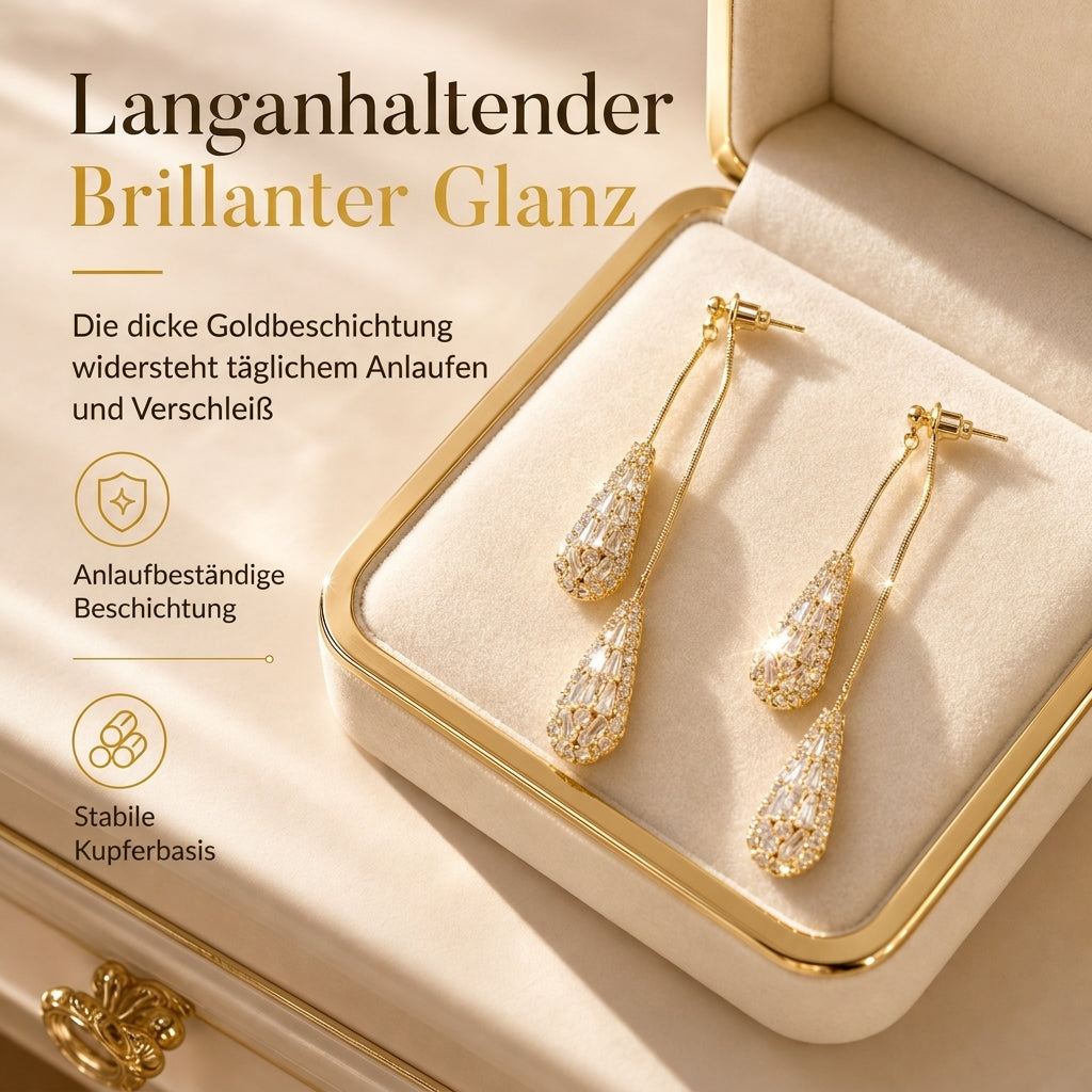 ✨ JETZT 50 % RABATT ✨Tropfen-Ohrringe – Zirkonia, vergoldet & 2-in-1 tragbar ✨