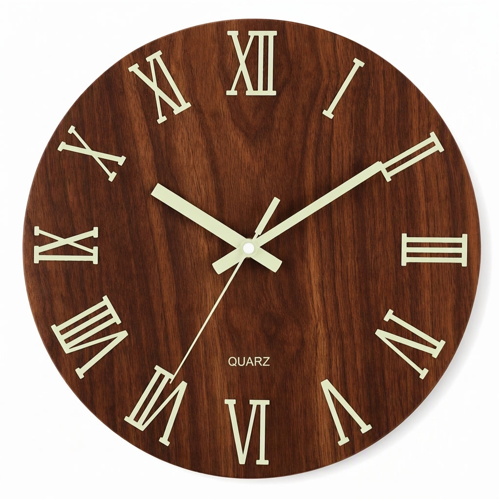 🔥 Zeitlich begrenztes Angebot 🕰️ 12 Zoll geräuschlose hölzerne Wanduhr – mit leuchtender Anzeige und MDF-Holzoptik ✨