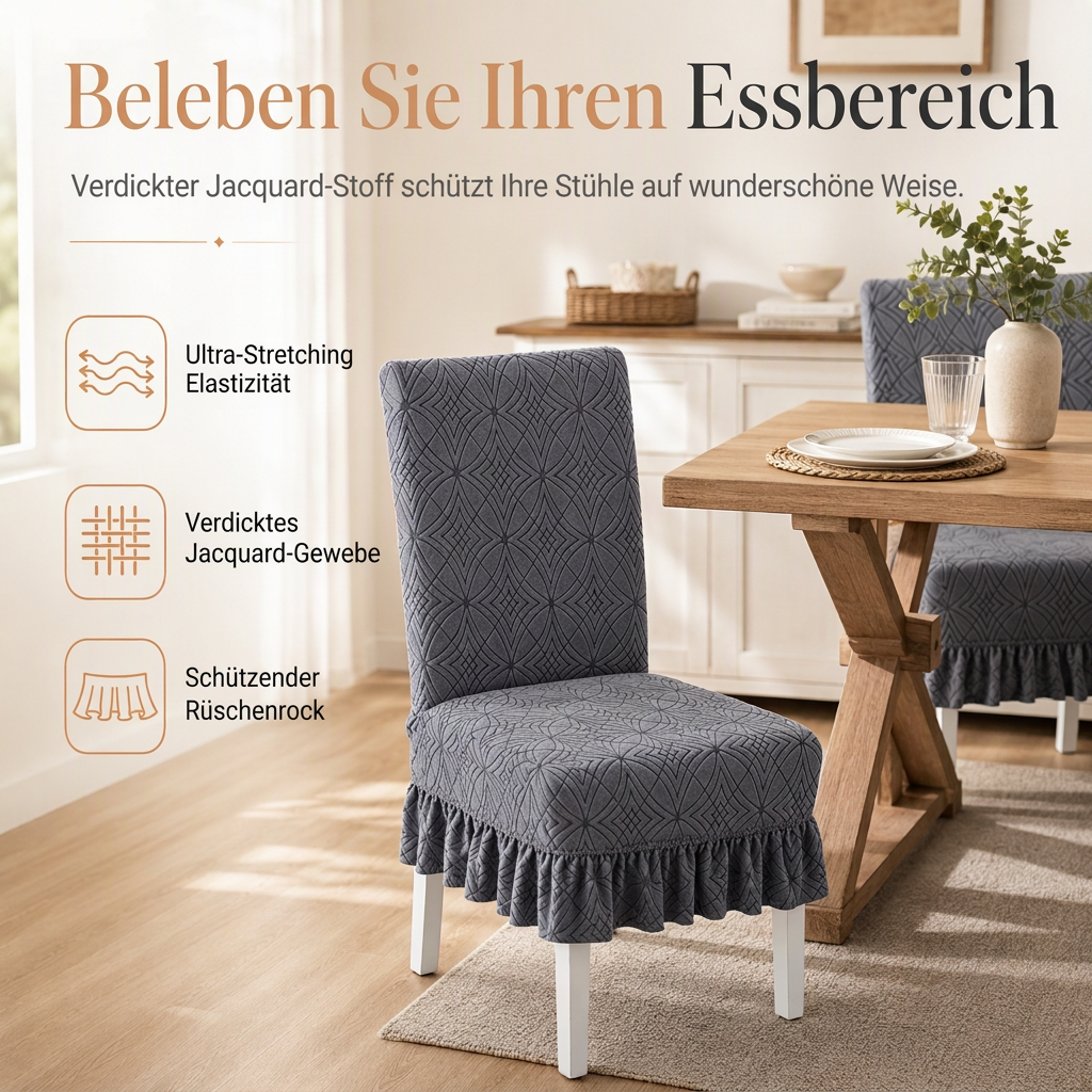 🪑 JETZT 50 % RABATT!✨Stretch-Jacquard-Stuhlbezug – Rundum-Schutz, Kratzfest & Strapazierfähig für Esszimmerstühle