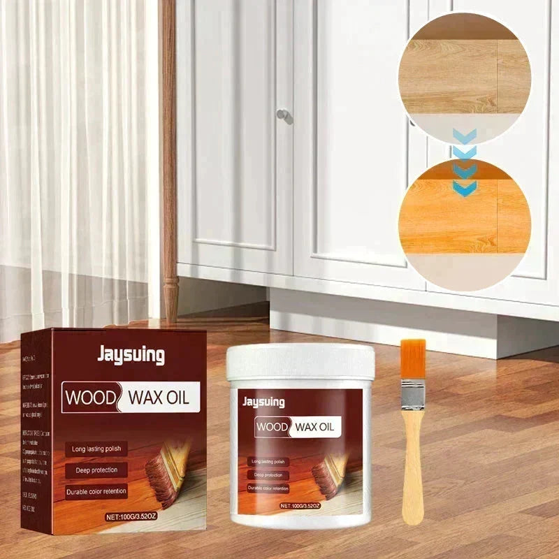 ⏳Zeitlich begrenztes Angebot⏳ Scomeri Holzpflege mit Öl und Wachs, 100 g – inklusive Pinsel