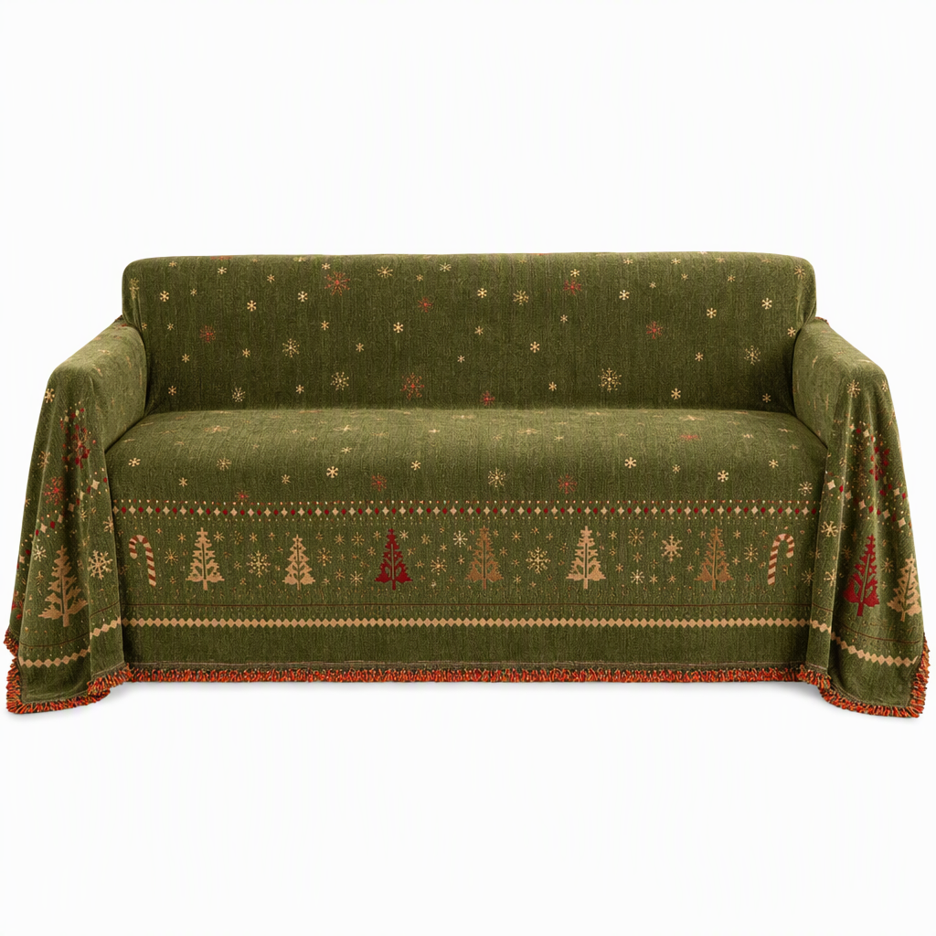 ✨ JETZT 50 % RABATT! !✨🎄 Verdickte Chenille Weihnachts Sofaüberzug – Vollflächiger, kratzfester und fleckenresistenter Couch-Schonbezug für Katzen ✨
