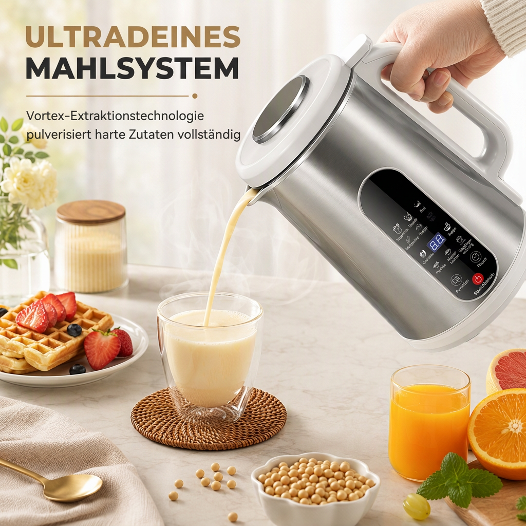 🔥Multifunktionaler 304 Edelstahl Sojamilchbereiter und Hochleistungsmixer mit großer Kapazität, filterfrei, Haushaltsnahrungsprozessor mit intelligenter Zeitschaltuhr