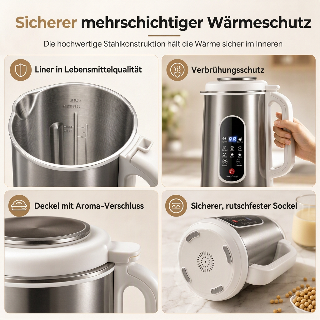 🔥Multifunktionaler 304 Edelstahl Sojamilchbereiter und Hochleistungsmixer mit großer Kapazität, filterfrei, Haushaltsnahrungsprozessor mit intelligenter Zeitschaltuhr