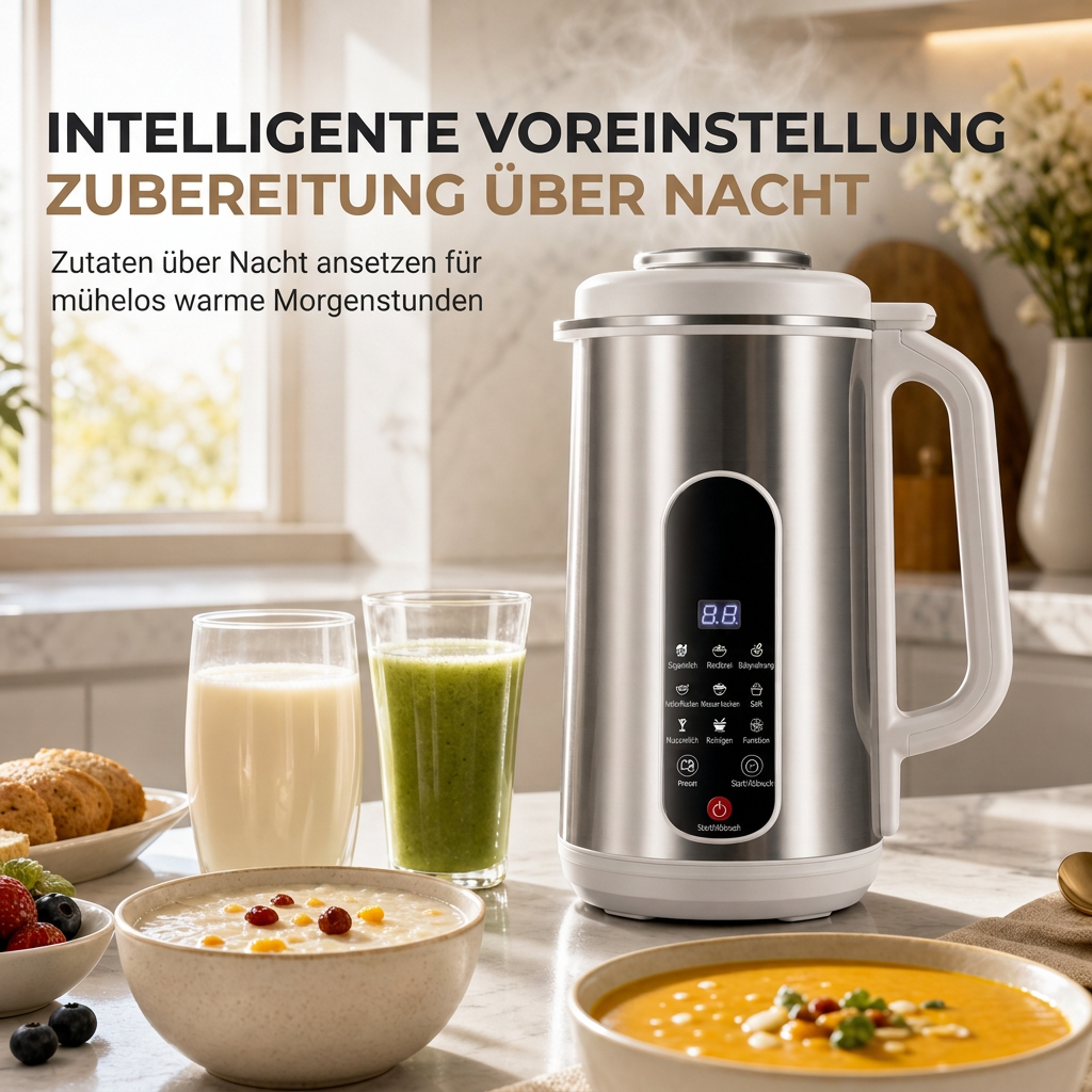 🔥Multifunktionaler 304 Edelstahl Sojamilchbereiter und Hochleistungsmixer mit großer Kapazität, filterfrei, Haushaltsnahrungsprozessor mit intelligenter Zeitschaltuhr