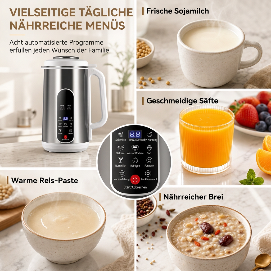 🔥Multifunktionaler 304 Edelstahl Sojamilchbereiter und Hochleistungsmixer mit großer Kapazität, filterfrei, Haushaltsnahrungsprozessor mit intelligenter Zeitschaltuhr