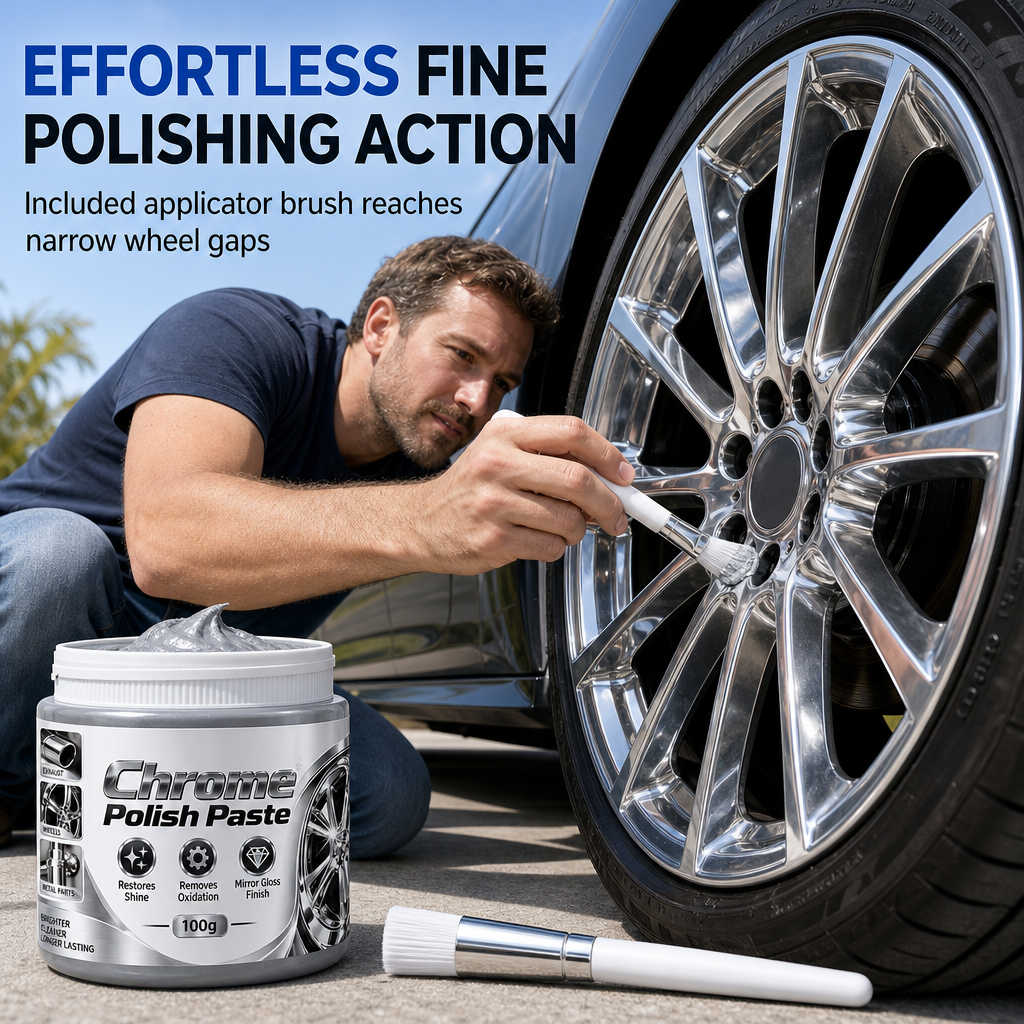 Metall-Chrom-Politur & Restaurator-Paste mit Bürste