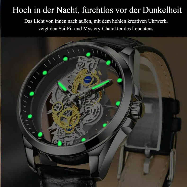 ⌚Zweiseitige Skelettuhr – Leuchtstark & 30 m wasserdicht ✨