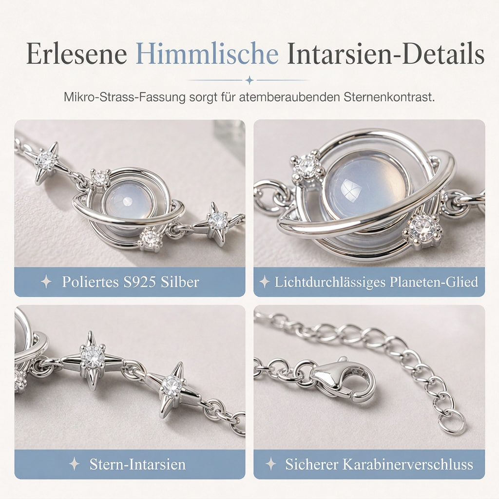 ⏳Für begrenzte Zeit 50% Rabatt⏰925 Silber Planet & Stern Halskette – Elegantes Celestial-Jewelry-Geschenk für dich und deine beste Freundin🪐✨