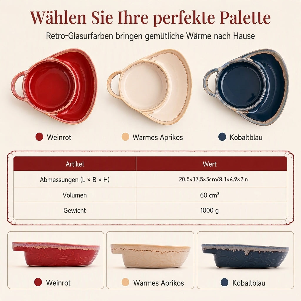 🍽️ 50% RABATT! ✨ Retro Keramik-Auflaufform – Mit einzelnem Griff ✨