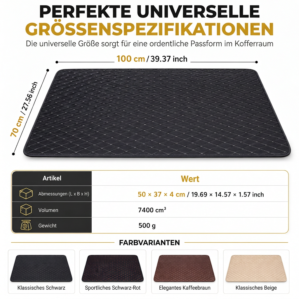 📢📢40% RABATT !!⏰Universelle Kofferraummatte aus PVC-Leder für Limousinen und SUVs, leicht zu reinigen, 100 x 70 cm