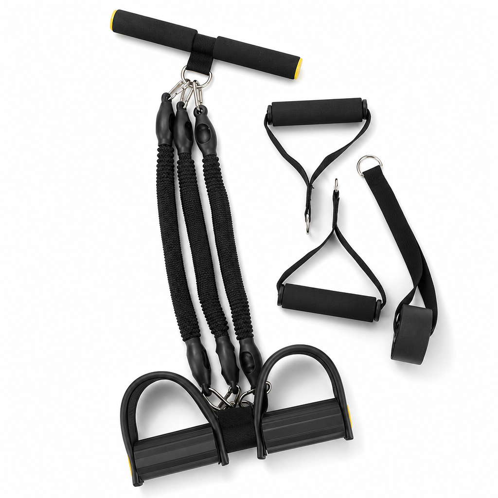 🔥50 % Rabatt🔥Multifunktionales pedalbetriebenes Widerstandsband, elastisches Zugseil für Bauchübungen, Heimtraining, Yoga und Pilates-Fitness für Männer und Frauen