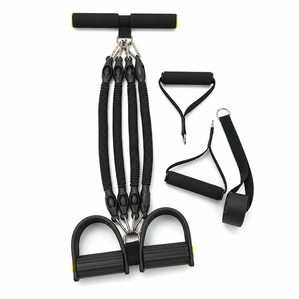 🔥50 % Rabatt🔥Multifunktionales pedalbetriebenes Widerstandsband, elastisches Zugseil für Bauchübungen, Heimtraining, Yoga und Pilates-Fitness für Männer und Frauen
