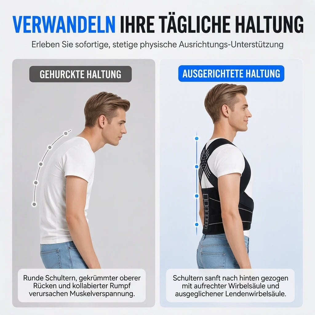✨ 50% RABATT! 🎽 Haltungskorrektur-Bandage – Atmungsaktiv, verstellbar & mit zusätzlicher Rückenstütze 💪
