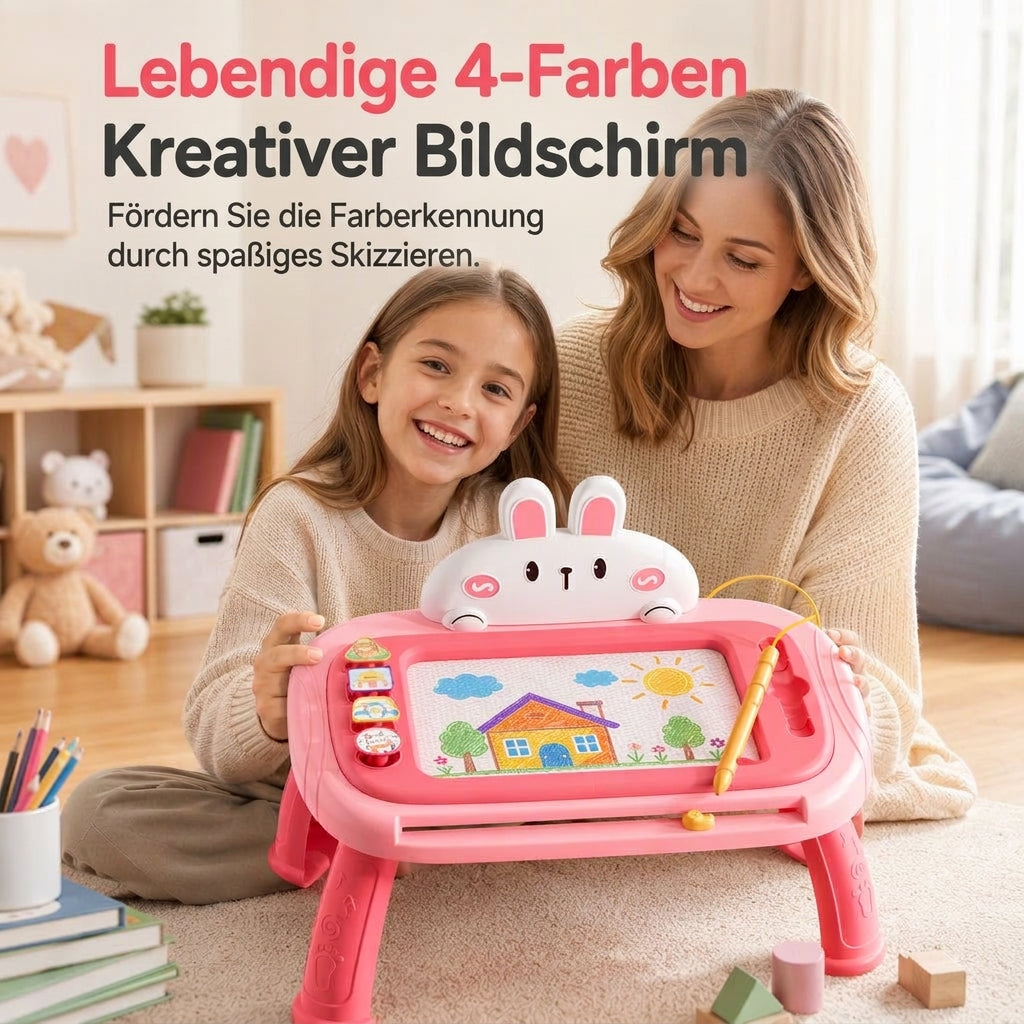 🎨 Magnetisches Zeichenbrett für Kinder – bunter, abwischbarer Zeichenblock mit Stift und 4 Stempeln