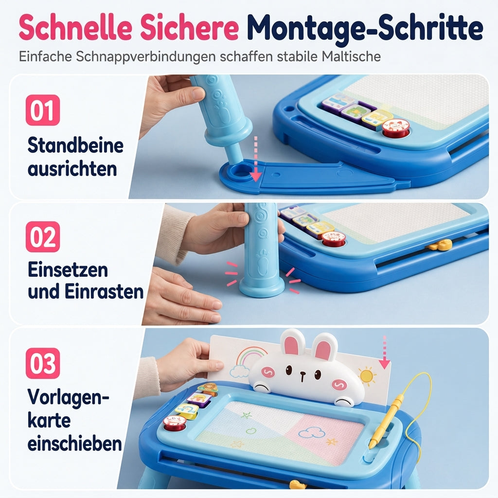🎨 Magnetisches Zeichenbrett für Kinder – bunter, abwischbarer Zeichenblock mit Stift und 4 Stempeln