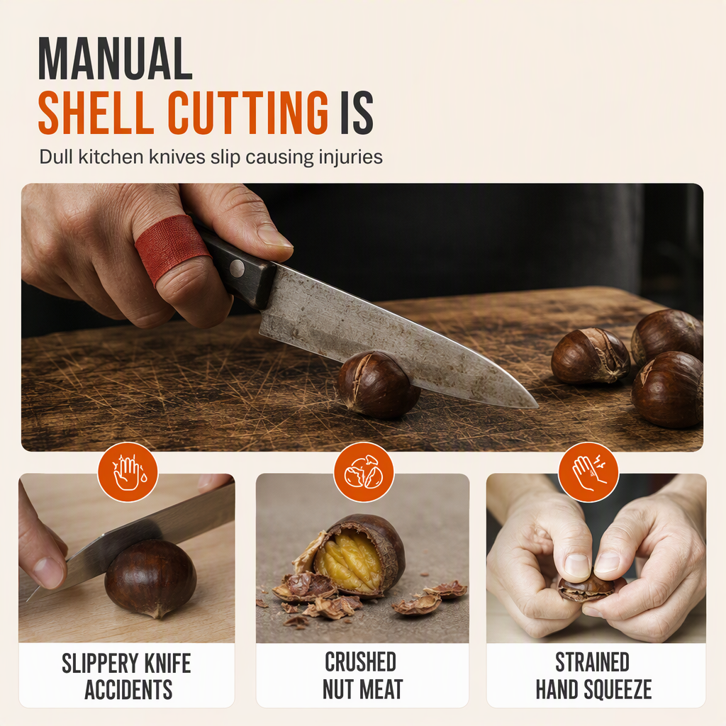🌰 50% RABATT! ✂️ Edelstahl-Kastanien- & Nussöffner – Mit Hebel & mühelos ✨