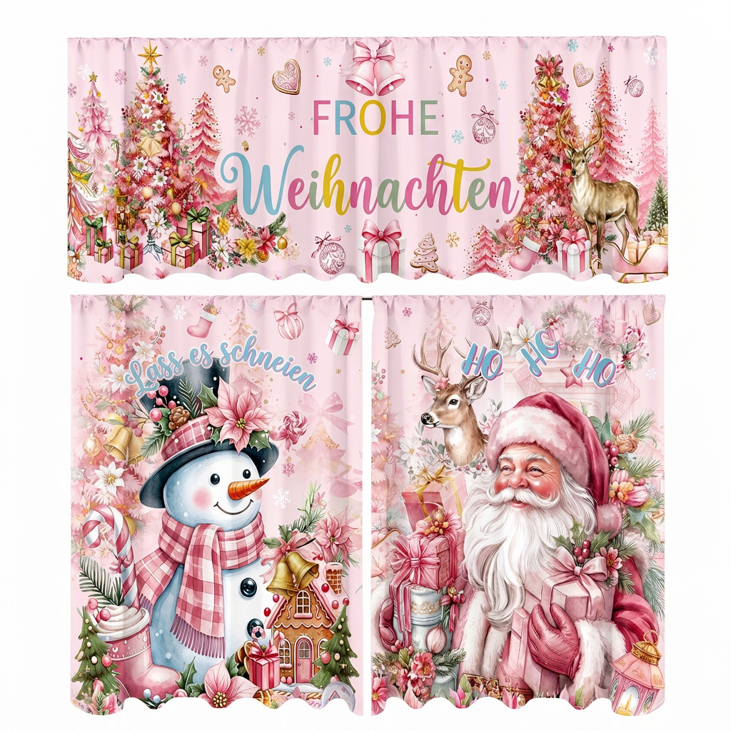⏳Nur für kurze Zeit – 50% RABATT⏰Weihnachts Küchenvorhänge Set