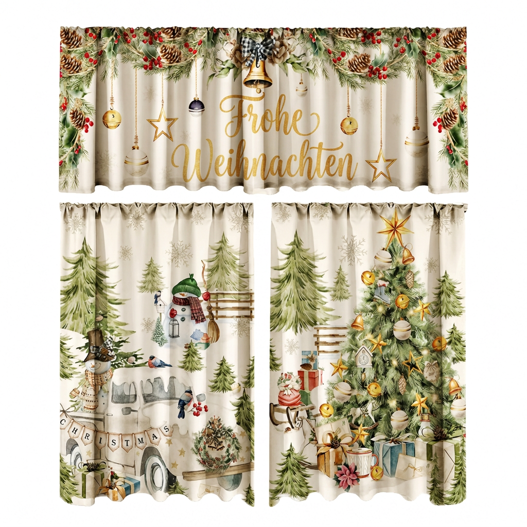 ⏳Nur für kurze Zeit – 50% RABATT⏰Weihnachts Küchenvorhänge Set