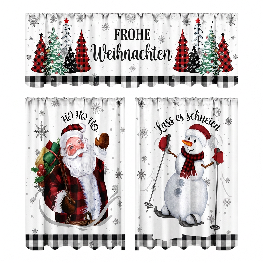 ⏳Nur für kurze Zeit – 50% RABATT⏰Weihnachts Küchenvorhänge Set