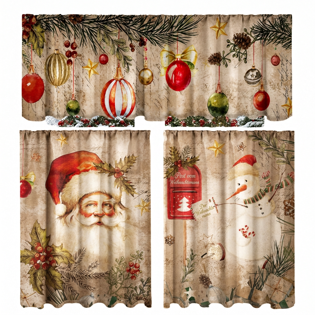 ⏳Nur für kurze Zeit – 50% RABATT⏰Weihnachts Küchenvorhänge Set