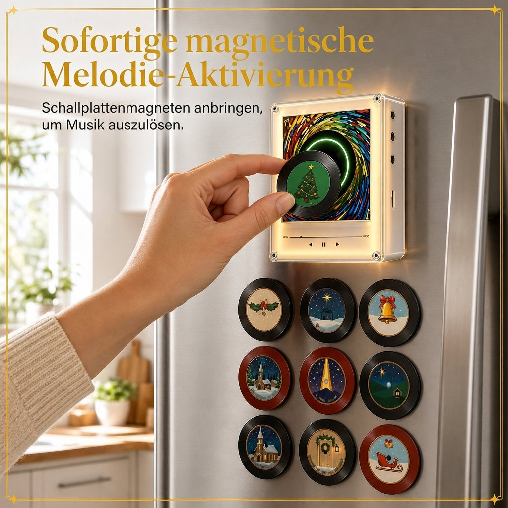 🎄Weihnachts-Schallplattenspieler-Kühlschrank Magnetische NFC-Musikbox Set🎶