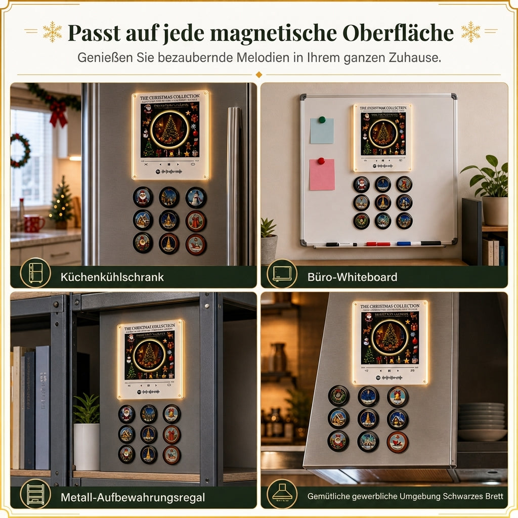 🎄Weihnachts-Schallplattenspieler-Kühlschrank Magnetische NFC-Musikbox Set🎶