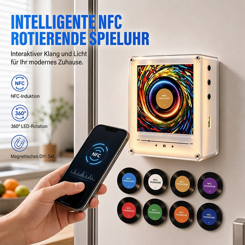 🎄Weihnachts-Schallplattenspieler-Kühlschrank Magnetische NFC-Musikbox Set🎶