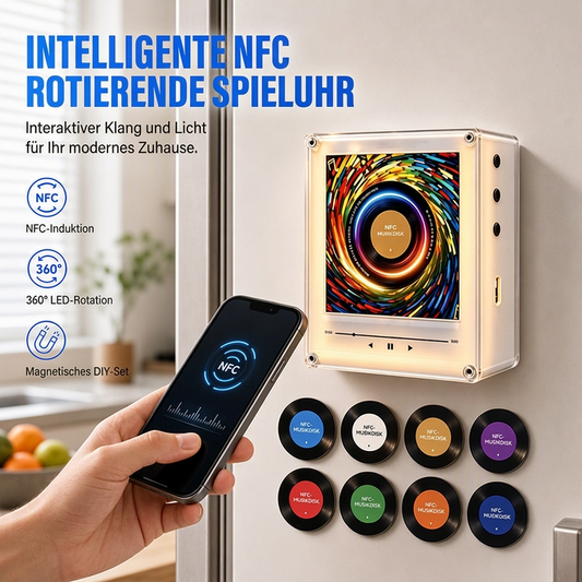 🎄Weihnachts-Schallplattenspieler-Kühlschrank Magnetische NFC-Musikbox Set🎶