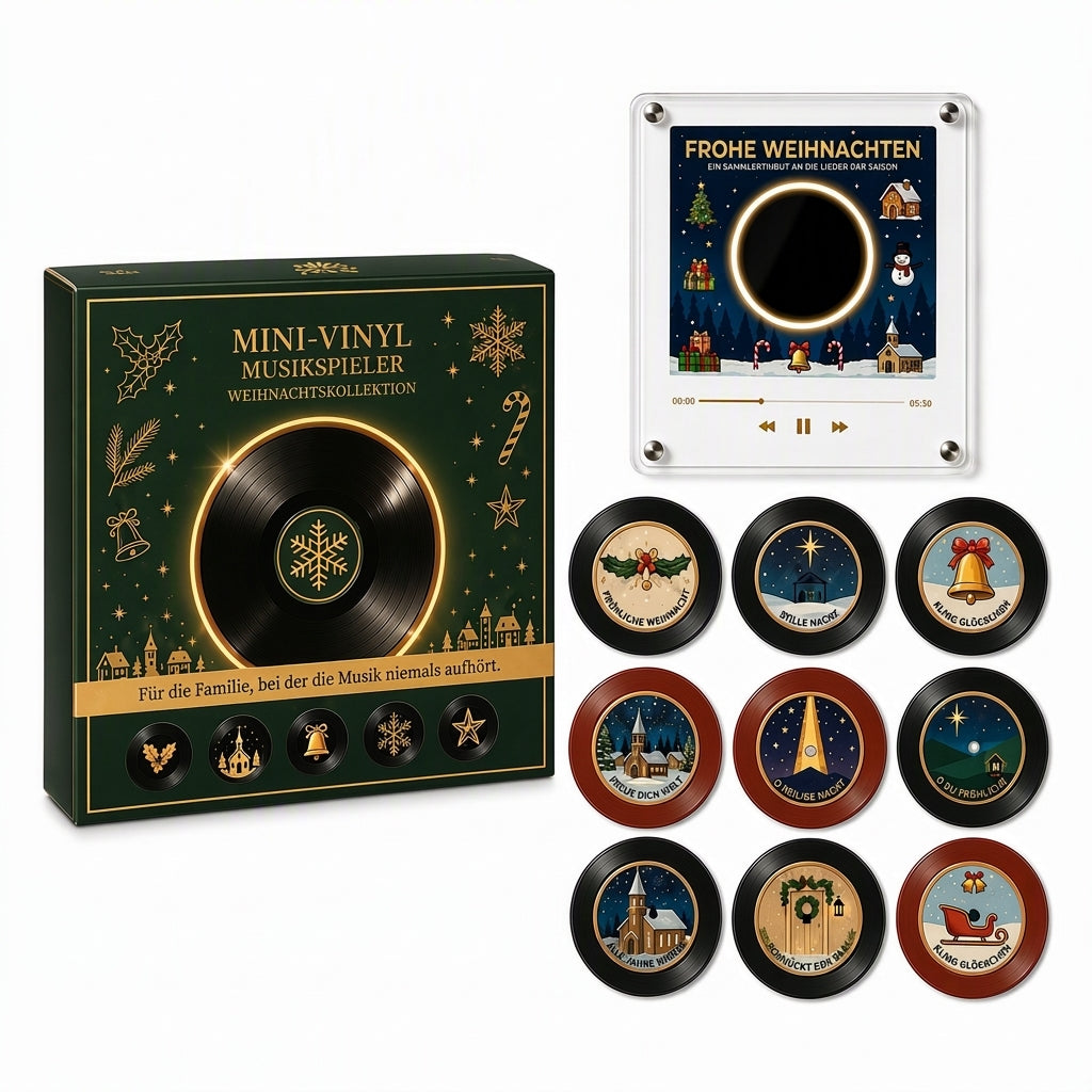 🎄Weihnachts-Schallplattenspieler-Kühlschrank Magnetische NFC-Musikbox Set🎶