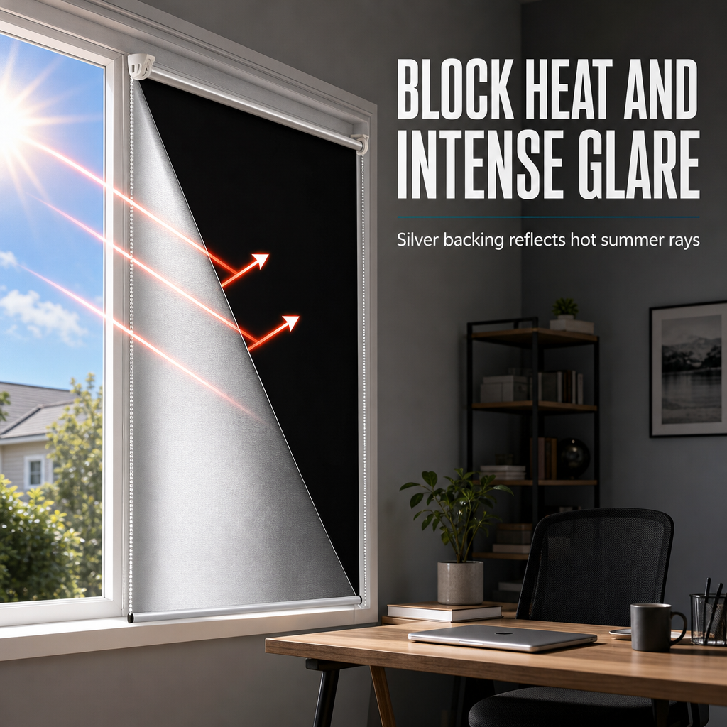 🔥 50 % RABATT!! 📢🌑 100% Verdunkelungsrollo – UV-Schutz, nahtlose Kanten & Klemmfix ohne Bohren, 130 cm Schwarz