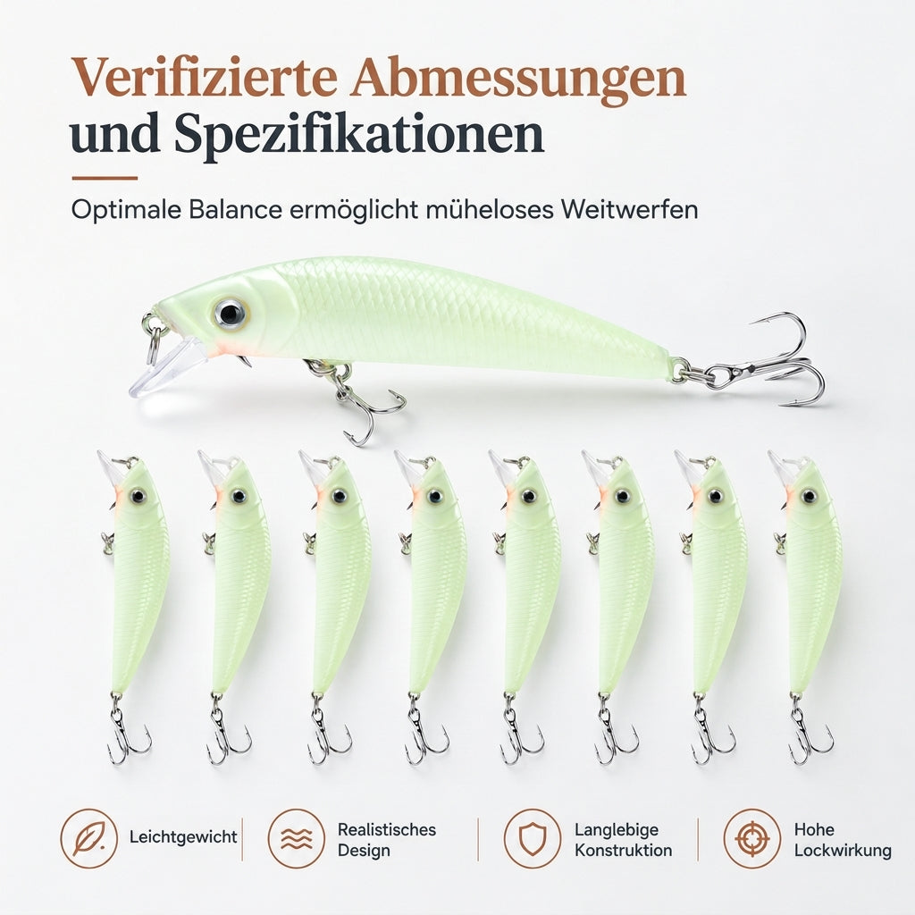 🎣 50% RABATT! 🌙 Leuchtender Minnow Hard Bait – 7cm, 8g & für Nachtfischen ✨