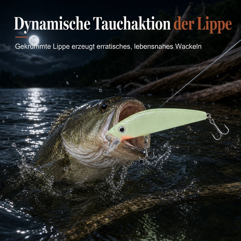 🎣 50% RABATT! 🌙 Leuchtender Minnow Hard Bait – 7cm, 8g & für Nachtfischen ✨