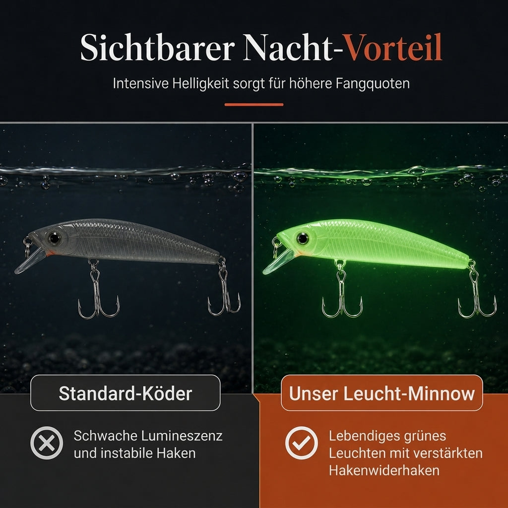 🎣 50% RABATT! 🌙 Leuchtender Minnow Hard Bait – 7cm, 8g & für Nachtfischen ✨