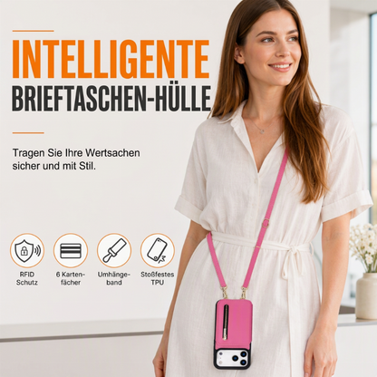 ⏳Zeitlich begrenztes Angebot⏳ Faltbare Wallet-Handyhülle mit Crossbody-Tragegurt – PU-Kunstleder, Kartenfächer und Standfunktion