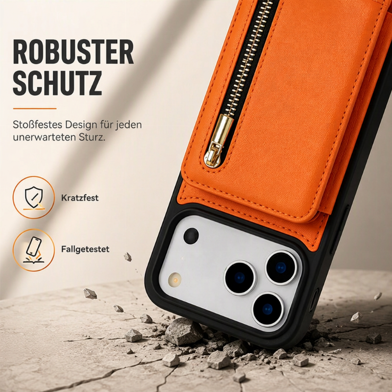 ⏳Zeitlich begrenztes Angebot⏳ Faltbare Wallet-Handyhülle mit Crossbody-Tragegurt – PU-Kunstleder, Kartenfächer und Standfunktion
