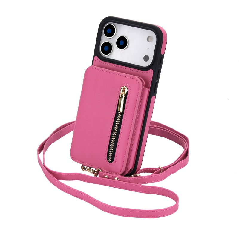 ⏳Zeitlich begrenztes Angebot⏳ Faltbare Wallet-Handyhülle mit Crossbody-Tragegurt – PU-Kunstleder, Kartenfächer und Standfunktion