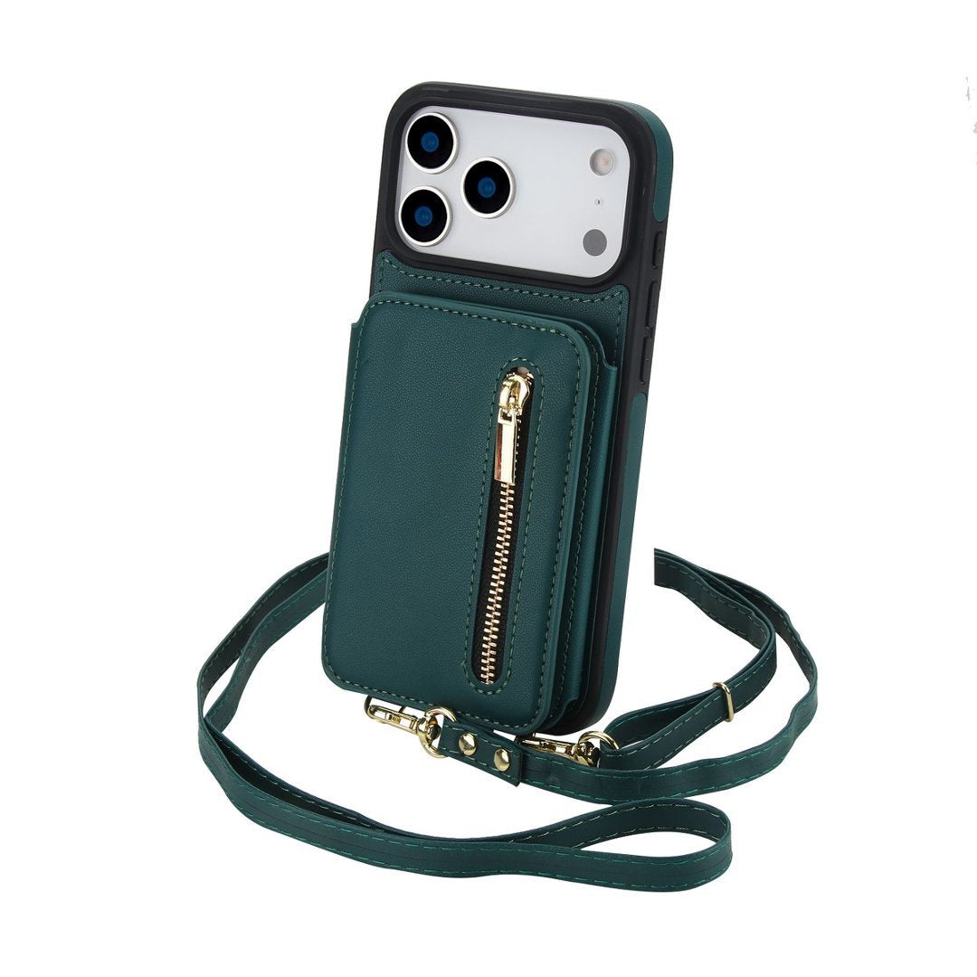 ⏳Zeitlich begrenztes Angebot⏳ Faltbare Wallet-Handyhülle mit Crossbody-Tragegurt – PU-Kunstleder, Kartenfächer und Standfunktion
