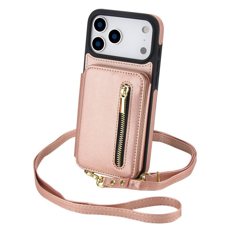 ⏳Zeitlich begrenztes Angebot⏳ Faltbare Wallet-Handyhülle mit Crossbody-Tragegurt – PU-Kunstleder, Kartenfächer und Standfunktion