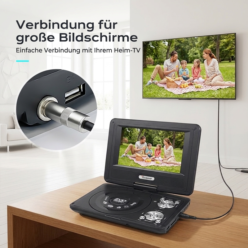 🥳HEISSER ANGEBOT 2026🥳💞ÜBER 50.000 VERKAUFT! 📀🎮 50 % RABATT! Tragbarer DVD-/EVD-Player mit Spielfunktion – 7-Zoll-Schwenkbildschirm, Akku, USB- und AV-Ausgang. Filme und Spiele für unterwegs! 🛡️✅
